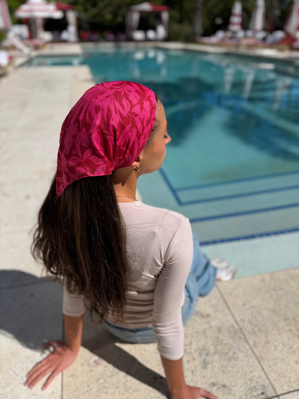 Hot Pink Hibiscus Bandana