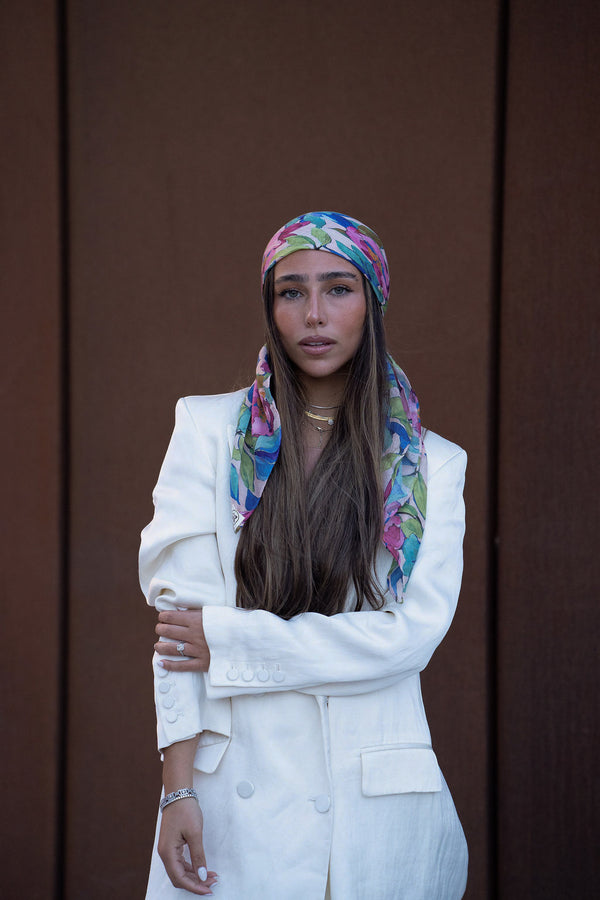 Water Color Petals Square Head Scarf