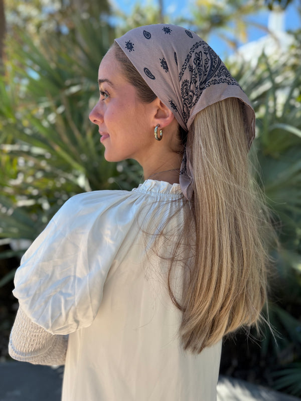 Paisley Taupe Bandana