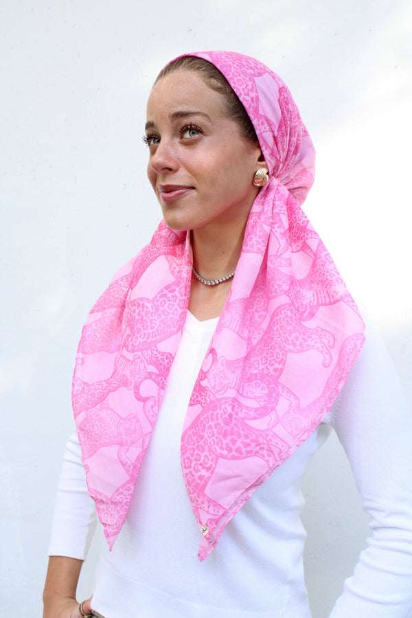 CLASSIC PRETIED Pink Panther Head Scarf (WITH VELVET GRIP)