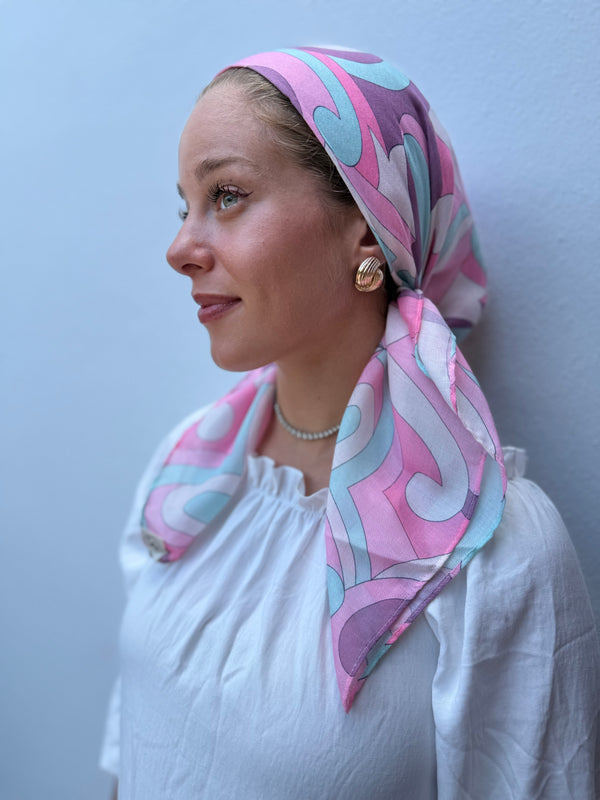 Inspired Pastel Swirl Square Head Scarf