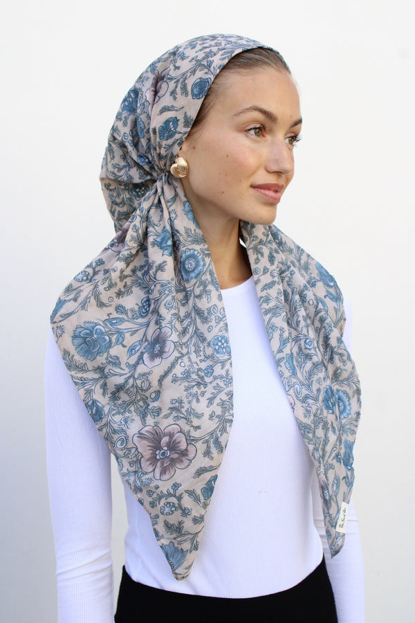 CLASSIC PRETIED Cottagecore Floral  Head Scarf (WITH VELVET GRIP)