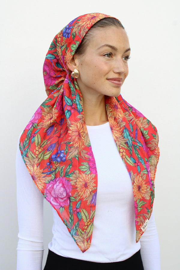 CLASSIC PRETIED Vintage Botanical Garden Head Scarf (WITH VELVET GRIP ...