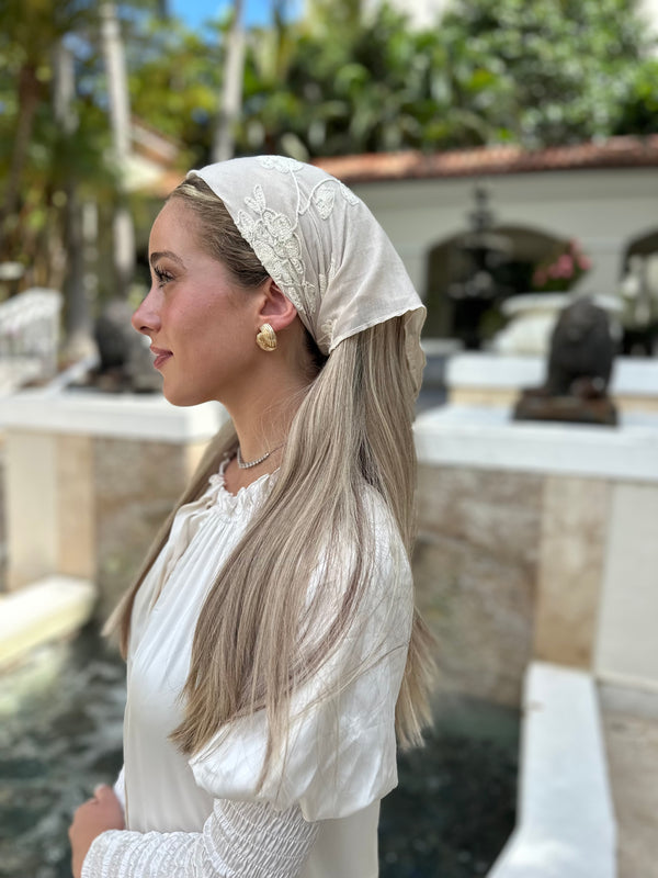 Embroiderey Floral Cotton Viscose Bandanas