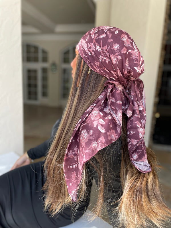 Merlot Meadow Square Head Scarf