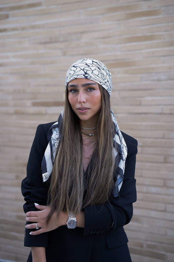 Cream Rose Square Head Scarf