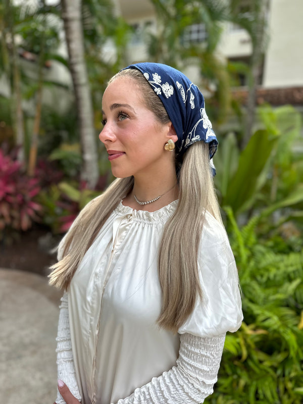 Embroiderey Floral Cotton Viscose Bandanas