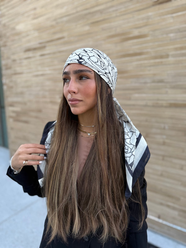 Cream Rose Square Head Scarf