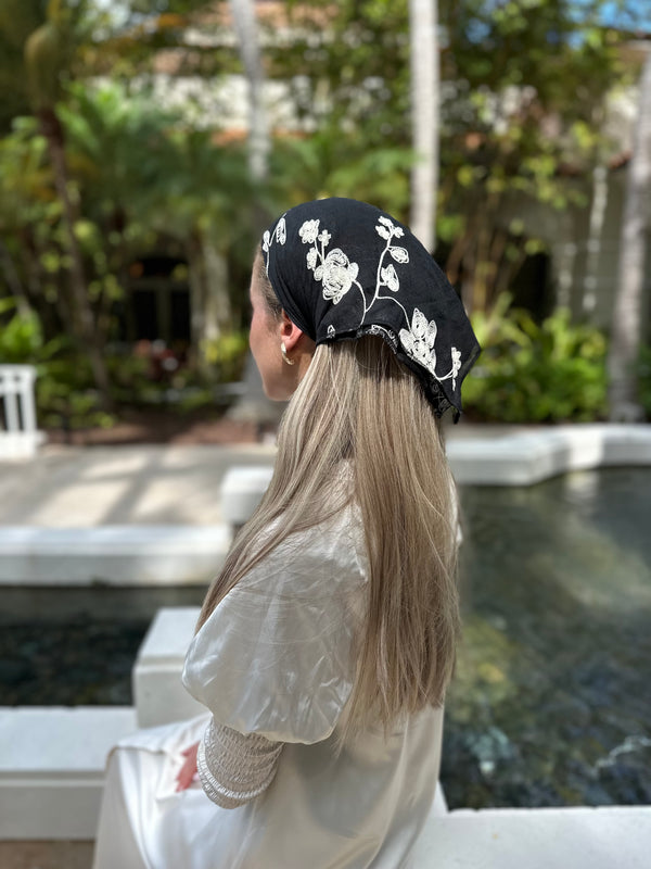 Embroiderey Floral Cotton Viscose Bandanas