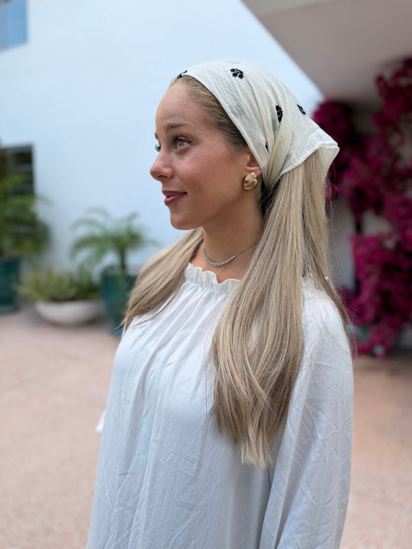 Solid Floral Embroidery Bandanas