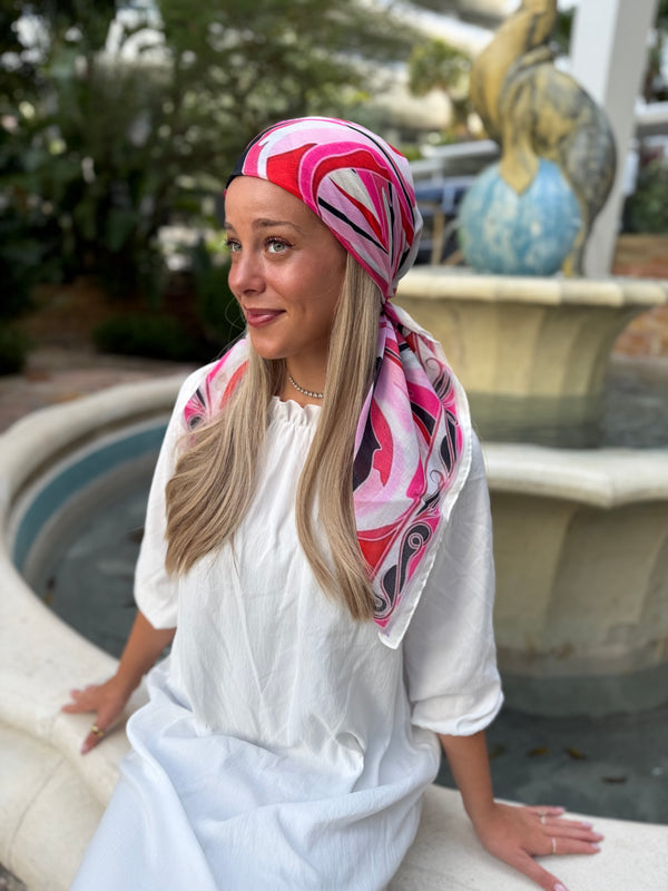 Inspired Flame Ribbon Square Head Scarf