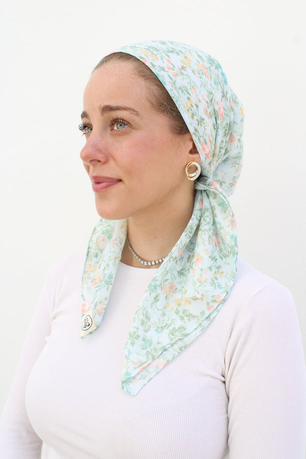 Mint Garden Square Head Scarf