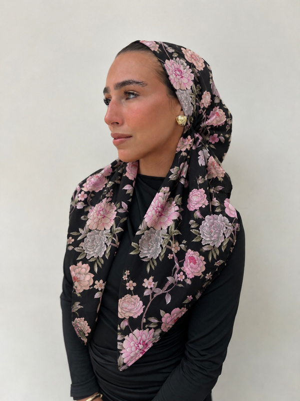 CLASSIC PRETIED Pink Dahlia Head Scarf
