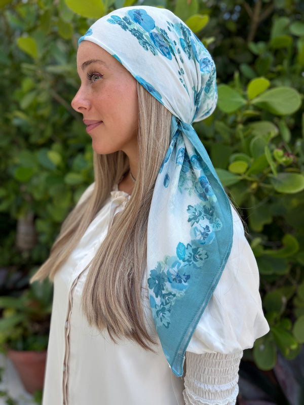 White Sage Floral Collection Square Head Scarf