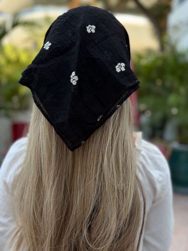 Solid Floral Embroidery Bandanas