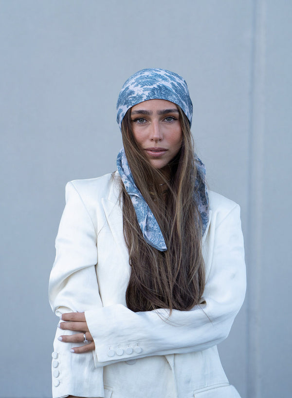 Forest Green Toile Square Head Scarf