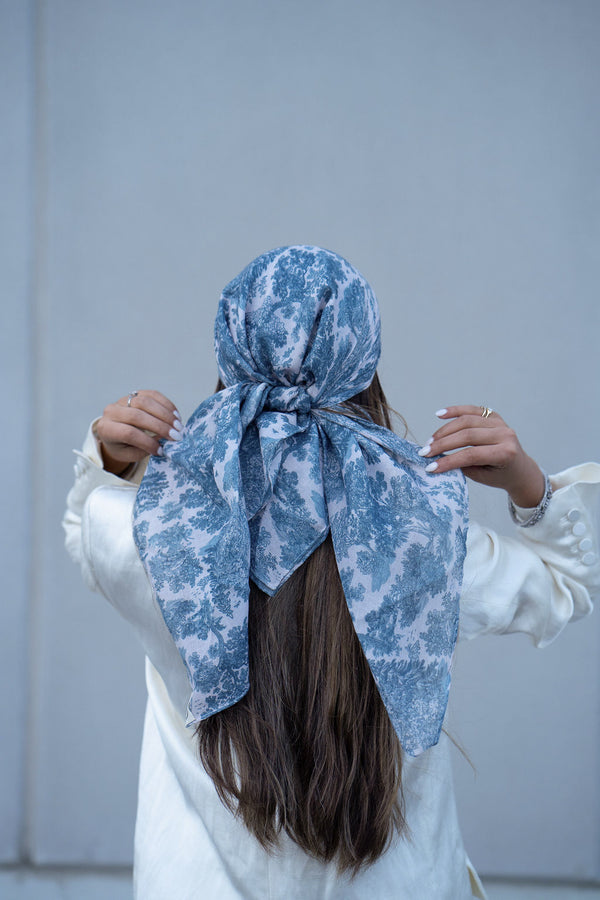 Forest Green Toile Square Head Scarf