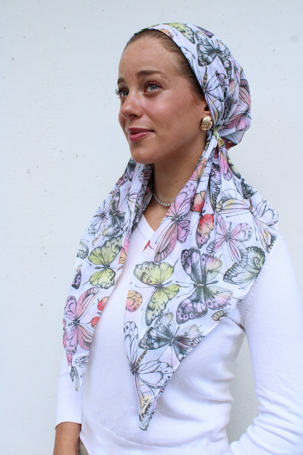 CLASSIC PRETIED Pastel Butterfly Head Scarf (WITH VELVET GRIP)