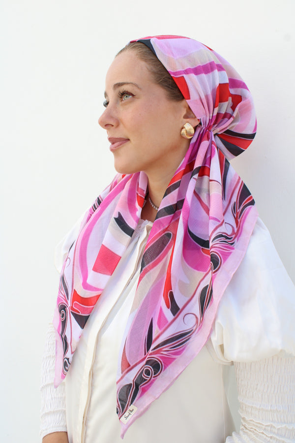 CLASSIC PRETIED Inspired Flame Ribbon Head Scarf