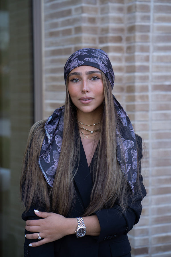 Midnight Butterfly Square Head Scarf