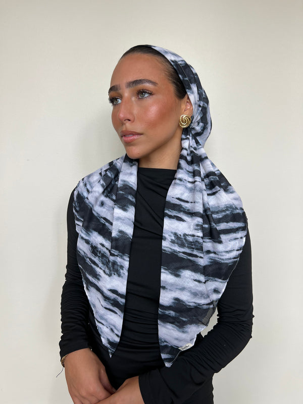 CLASSIC PRETIED Storm Marble Head Scarf (WITH VELVET GRIP)