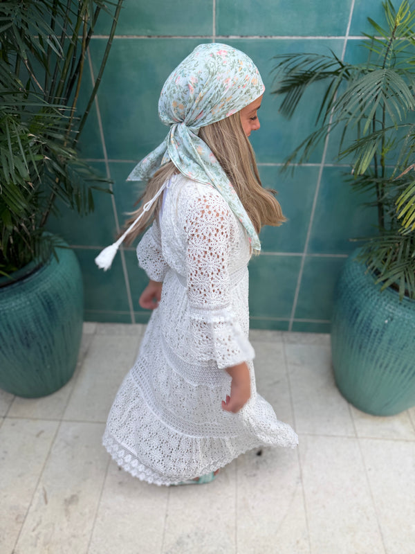Mint Garden Square Head Scarf