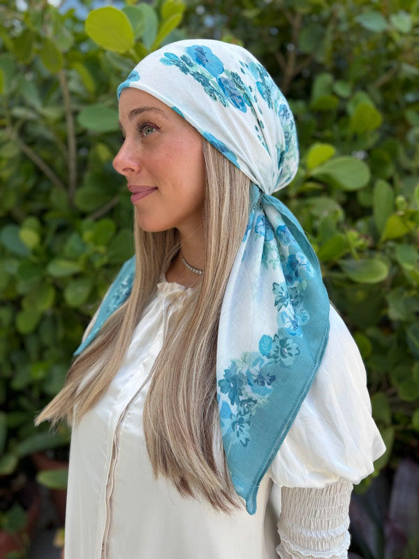 White Sage Floral Collection Square Head Scarf