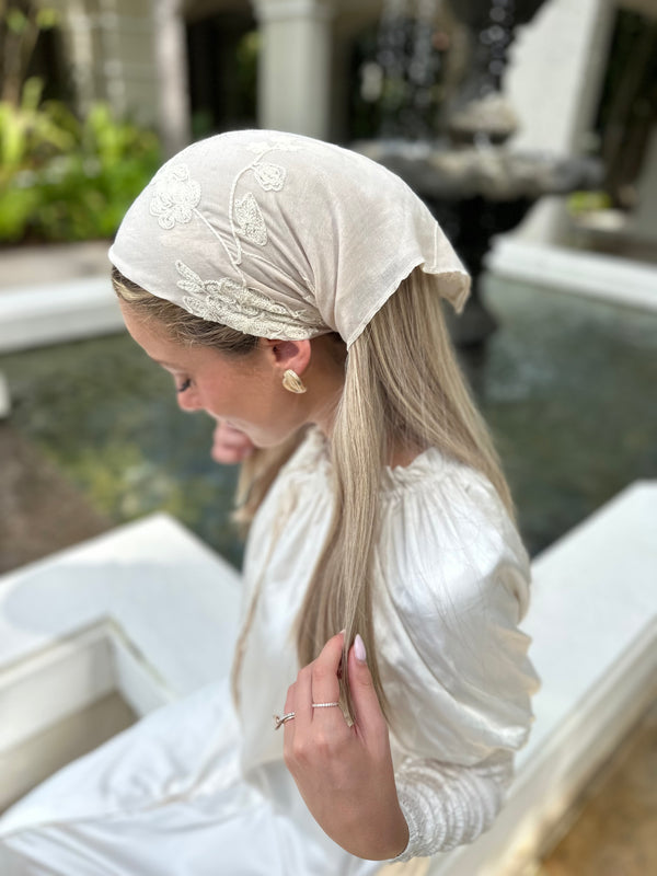 Embroiderey Floral Cotton Viscose Bandanas