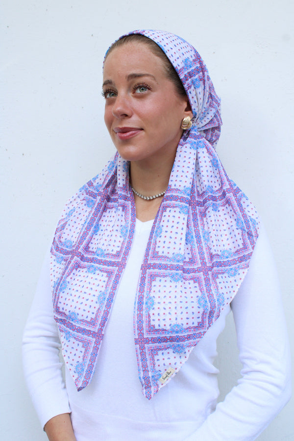 CLASSIC PRETIED French Tile Head Scarf (WITH VELVET GRIP)