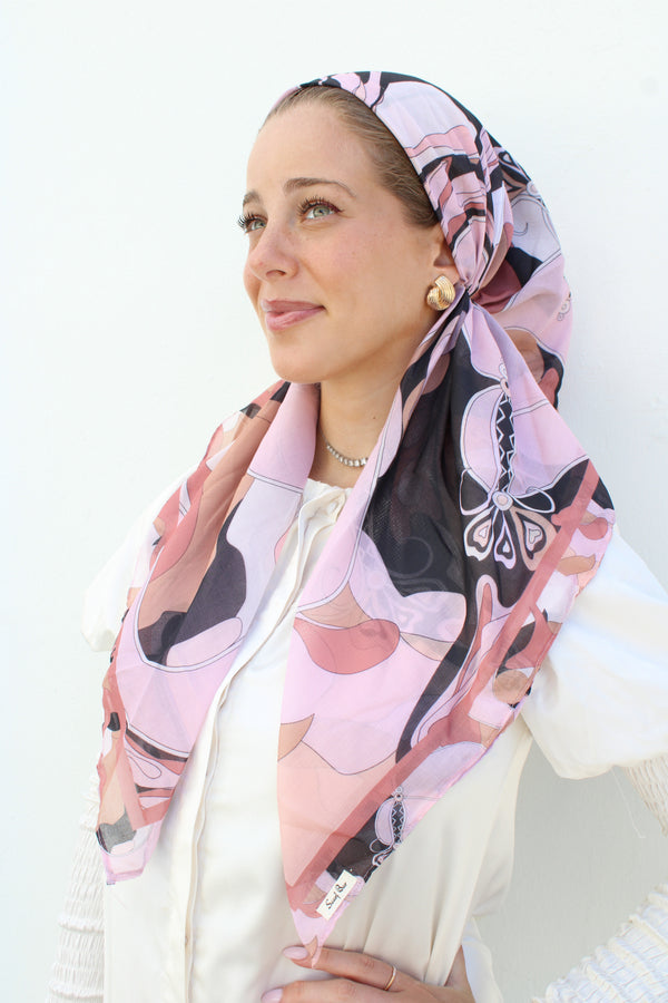 CLASSIC PRETIED Inspired Blush Form Head Scarf (WITH VELVET GRIP)