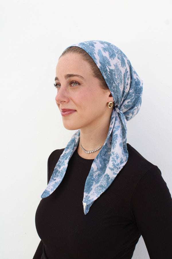 Forest Green Toile Square Head Scarf