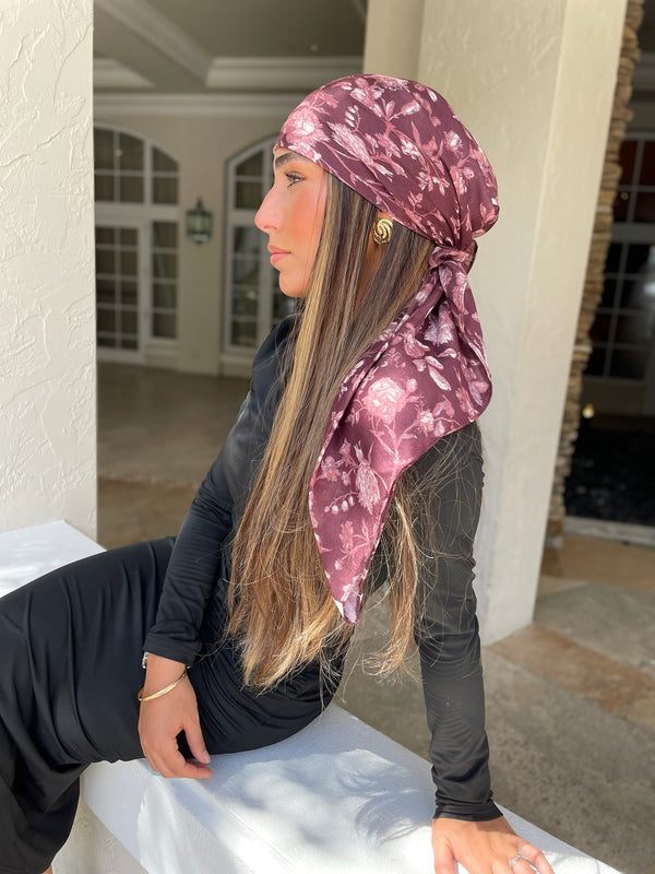 Merlot Meadow Square Head Scarf