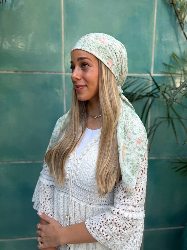 Mint Garden Square Head Scarf