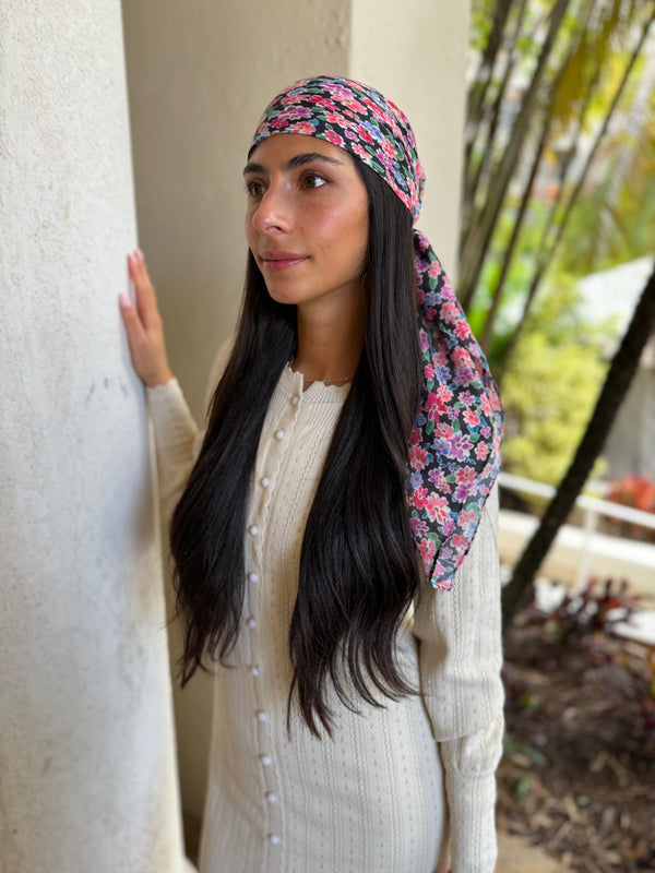 Ditsy Noir Square Head Scarf