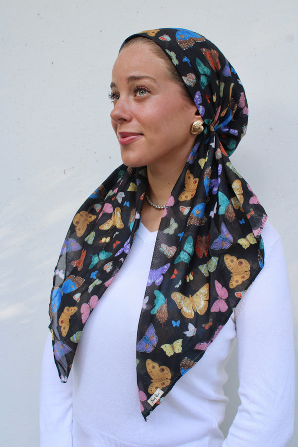 CLASSIC PRETIED Twilight Butterfly Head Scarf (WITH VELVET GRIP)