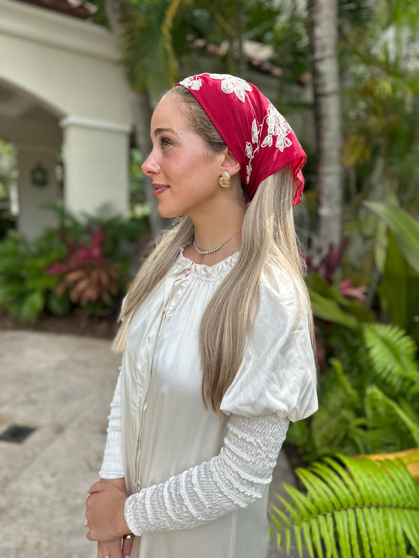 Embroiderey Floral Cotton Viscose Bandanas