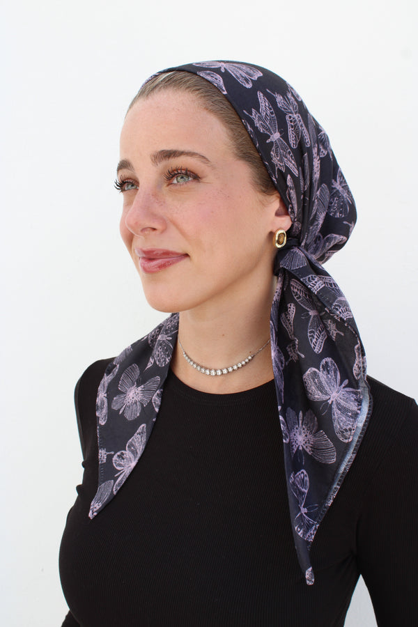 Midnight Butterfly Square Head Scarf