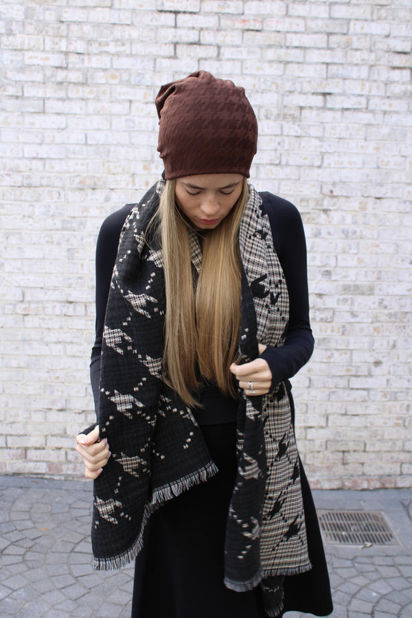 Houndstooth Plaid Blanket Scarf