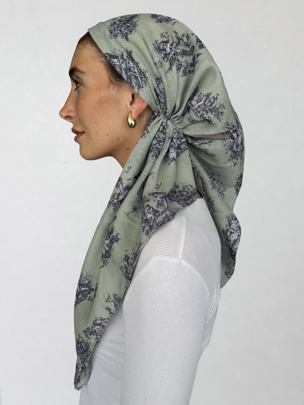 VERSATILE PRETIED Olive Chateau Toile Head Scarf