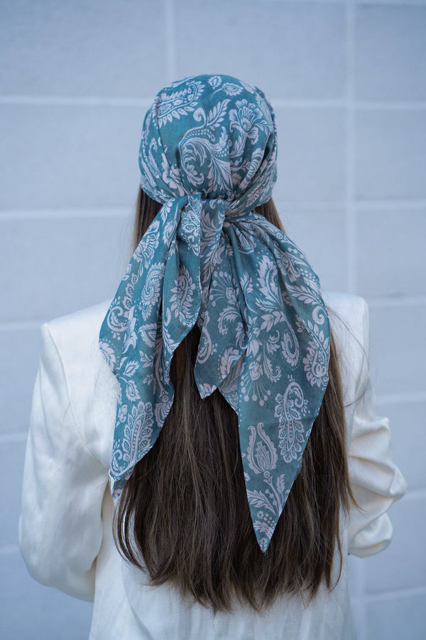 Sage Motifs Square Head Scarf