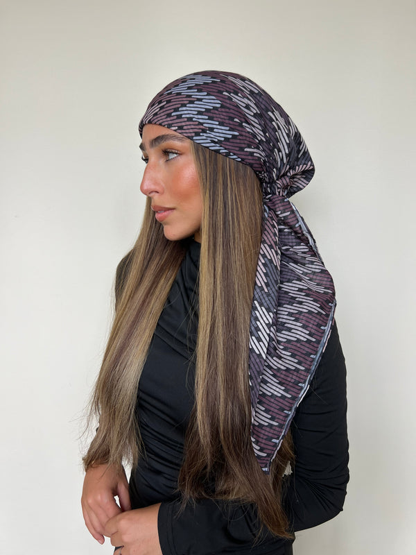 Taupe Chevron Square Head Scarf