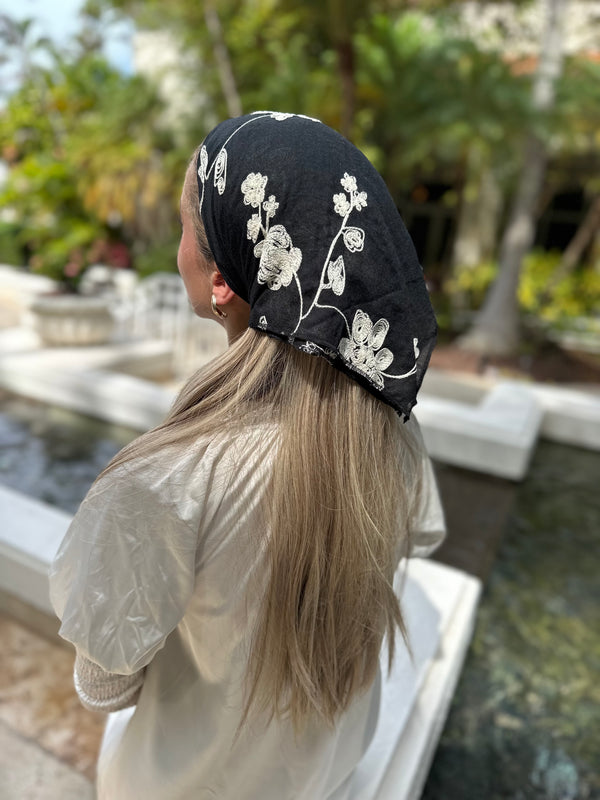 Embroiderey Floral Cotton Viscose Bandanas