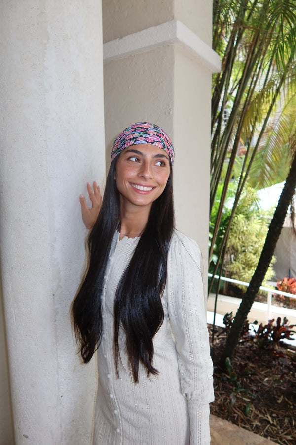 Ditsy Noir Square Head Scarf