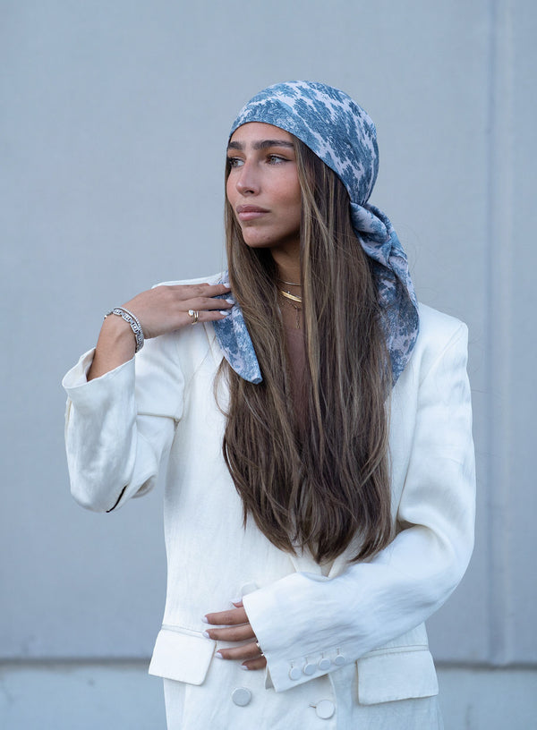 Forest Green Toile Square Head Scarf