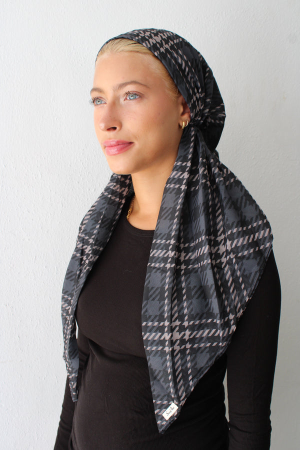 CLASSIC PRETIED Modern Houndstooth Head Scarf (WITH VELVET GRIP)
