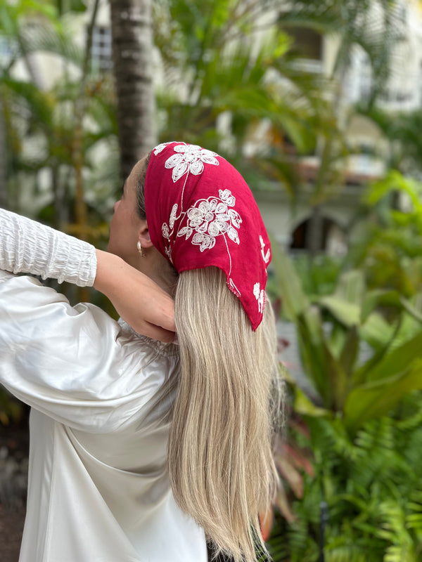Embroiderey Floral Cotton Viscose Bandanas