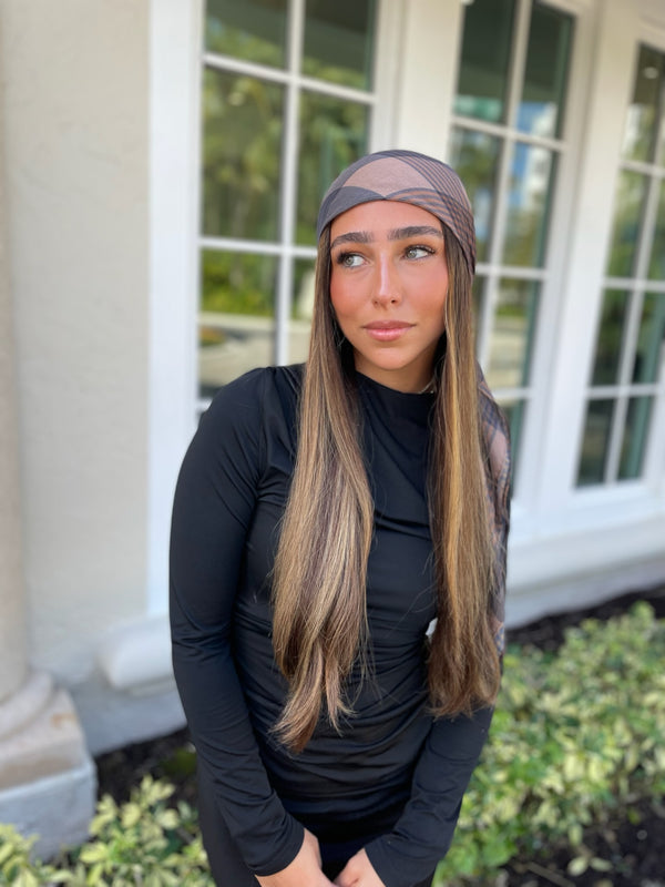 Caramel Plaid Square Head Scarf