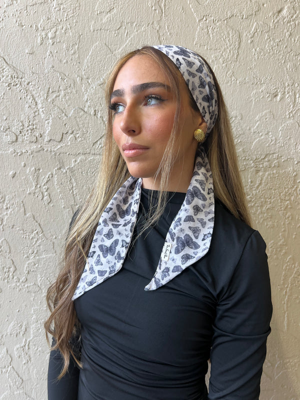 WRAP SCARF Winter Neutral Butterfly