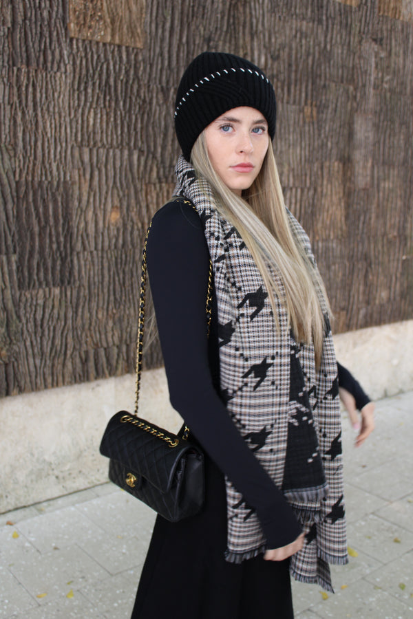 Houndstooth Plaid Blanket Scarf