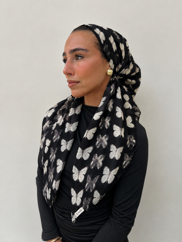 CLASSIC PRETIED Butterfly Noir Head Scarf